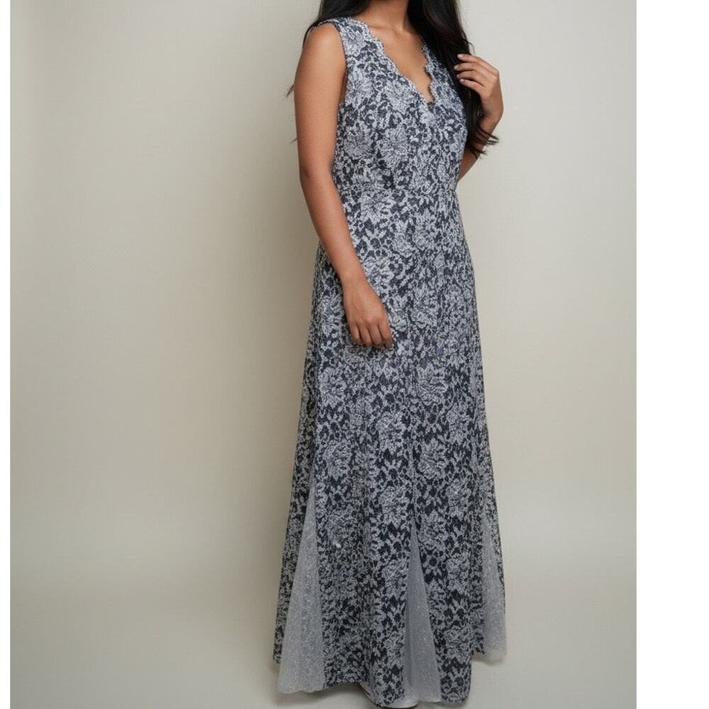 Candalite Women Gray Lace Sleeveless Maxi Dress Size 3X